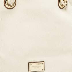 MICHAEL Michael Kors White/Brown Canvas Marina Grab Tote