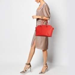 MICHAEL Michael Kors Red Saffiano Leather Large Selma Satchel