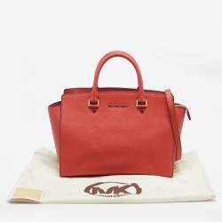 MICHAEL Michael Kors Red Saffiano Leather Large Selma Satchel