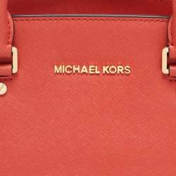 MICHAEL Michael Kors Red Saffiano Leather Large Selma Satchel