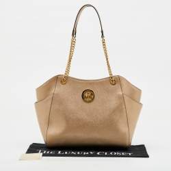 MICHAEL Michael Kors Gold Saffiano Leather Jet Set Chain Shoulder Bag