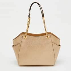 MICHAEL Michael Kors Gold Saffiano Leather Jet Set Chain Shoulder Bag