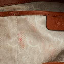 Pre Owned MICHAEL Michael Kors Green/Brown Canvas and Leather Marina Tassel Tote