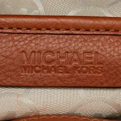 Pre Owned MICHAEL Michael Kors Green/Brown Canvas and Leather Marina Tassel Tote