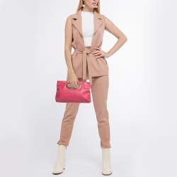 MICHAEL Michael Kors Pink Ostrich Embossed Leather Berkley Clutch