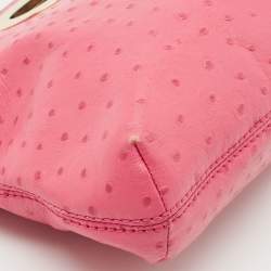 MICHAEL Michael Kors Pink Ostrich Embossed Leather Berkley Clutch