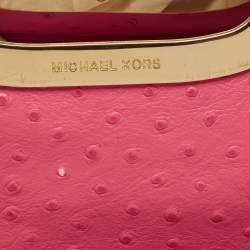 MICHAEL Michael Kors Pink Ostrich Embossed Leather Berkley Clutch