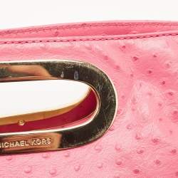 MICHAEL Michael Kors Pink Ostrich Embossed Leather Berkley Clutch