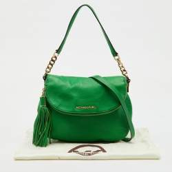 Pre Owned MICHAEL Michael Kors Green Leather Bedford Tassel Crossbody Bag
