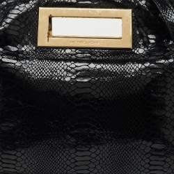 MICHAEL Michael Kors Black Python Effect Leather Frame Foldover Crossbody Bag