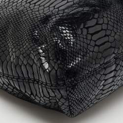 MICHAEL Michael Kors Black Python Effect Leather Frame Foldover Crossbody Bag