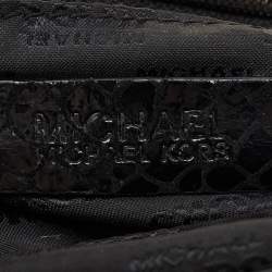 MICHAEL Michael Kors Black Python Effect Leather Frame Foldover Crossbody Bag