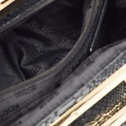 MICHAEL Michael Kors Black Python Effect Leather Frame Foldover Crossbody Bag