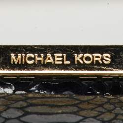 MICHAEL Michael Kors Black Python Effect Leather Frame Foldover Crossbody Bag