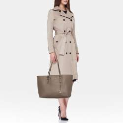 MICHAEL Michael Kors Taupe Beige Saffiano Leather Large Jet Set Tote