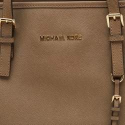 MICHAEL Michael Kors Taupe Beige Saffiano Leather Large Jet Set Tote