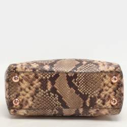 MICHAEL Michael Kors Brown Python Embossed Leather Small Cynthia Satchel
