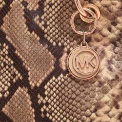 MICHAEL Michael Kors Brown Python Embossed Leather Small Cynthia Satchel