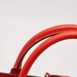 Pre Owned MICHAEL Michael Kors Red Saffiano Leather Large Selma Satchel