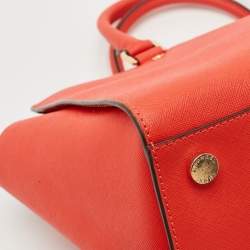 Pre Owned MICHAEL Michael Kors Red Saffiano Leather Large Selma Satchel