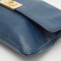 Pre Owned MICHAEL Michael Kors Blue Leather Turnlock Chain Shoulder Bag