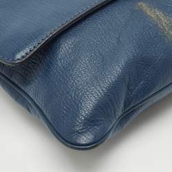 Pre Owned MICHAEL Michael Kors Blue Leather Turnlock Chain Shoulder Bag