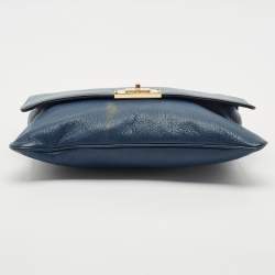 Pre Owned MICHAEL Michael Kors Blue Leather Turnlock Chain Shoulder Bag