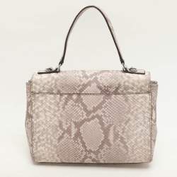 MICHAEL Michael Kors Grey/White Python Embossed Leather Callie Top Handle Bag