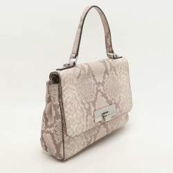 MICHAEL Michael Kors Grey/White Python Embossed Leather Callie Top Handle Bag