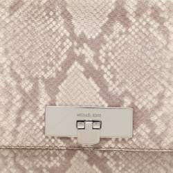 MICHAEL Michael Kors Grey/White Python Embossed Leather Callie Top Handle Bag