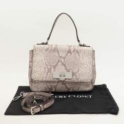 MICHAEL Michael Kors Grey/White Python Embossed Leather Callie Top Handle Bag