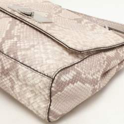 MICHAEL Michael Kors Grey/White Python Embossed Leather Callie Top Handle Bag