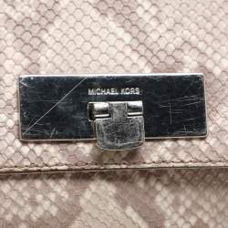 MICHAEL Michael Kors Grey/White Python Embossed Leather Callie Top Handle Bag