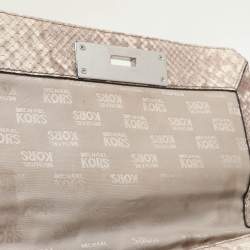 MICHAEL Michael Kors Grey/White Python Embossed Leather Callie Top Handle Bag