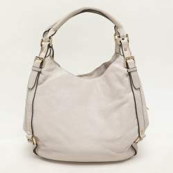 Pre Owned MICHAEL Michael Kors Off White Leather Bedford Hobo
