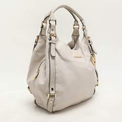 Pre Owned MICHAEL Michael Kors Off White Leather Bedford Hobo
