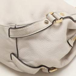 Pre Owned MICHAEL Michael Kors Off White Leather Bedford Hobo