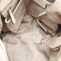 Pre Owned MICHAEL Michael Kors Off White Leather Bedford Hobo