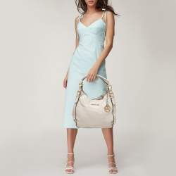 Pre Owned MICHAEL Michael Kors Off White Leather Bedford Hobo