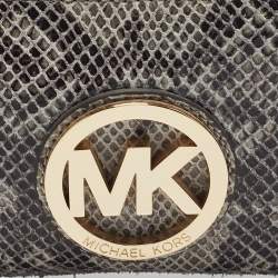 MICHAEL Michael Kors Grey Python Effect Suede Wristlet Zip Pouch