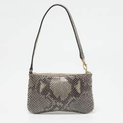 MICHAEL Michael Kors Grey Python Effect Suede Wristlet Zip Pouch