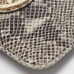 MICHAEL Michael Kors Grey Python Effect Suede Wristlet Zip Pouch