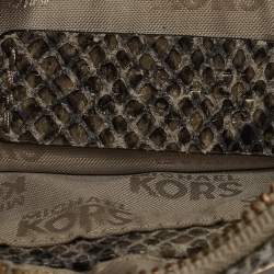 MICHAEL Michael Kors Grey Python Effect Suede Wristlet Zip Pouch