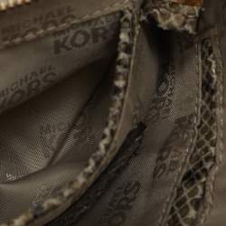 MICHAEL Michael Kors Grey Python Effect Suede Wristlet Zip Pouch