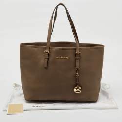 MICHAEL Michael Kors Brown Saffiano Leather Large Jet Set Travel Tote