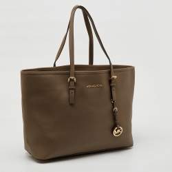 MICHAEL Michael Kors Brown Saffiano Leather Large Jet Set Travel Tote
