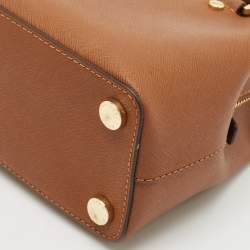 Michael Michael Kors Brown Saffiano Leather Small Savannah Satchel