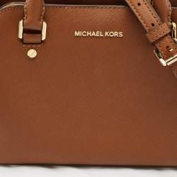 Michael Michael Kors Brown Saffiano Leather Small Savannah Satchel