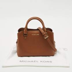 Michael Michael Kors Brown Saffiano Leather Small Savannah Satchel