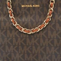 MICHAEL Michael Kors Brown Signature Coated Canvas North/South Harper Tote
